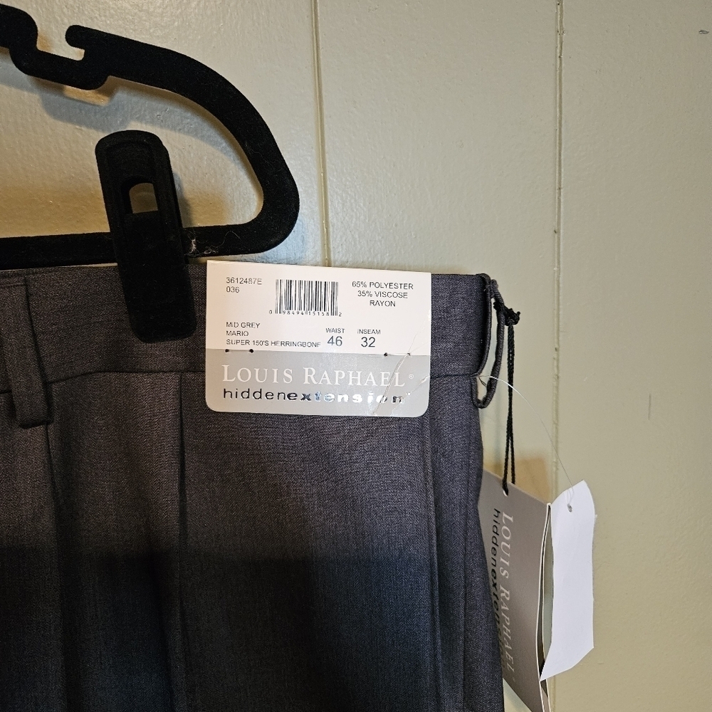 Louis Raphael Tailored Slacks, Men, Size 46 x 32, Blue/Gray, Waist Extenders - Picture 8 of 8
